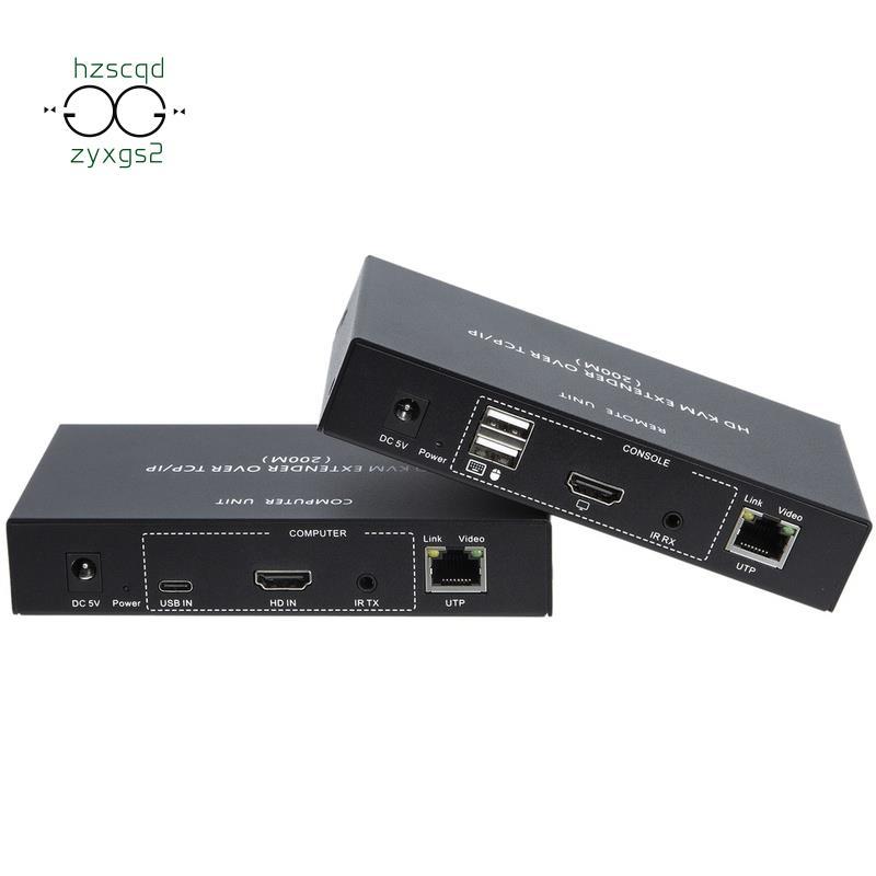 Extensor IP KVM Compatível Com 200M Sobre RJ45 Ethernet Cat5e/6 Cabo 1080P USB Via Interruptor De Rede Plugue Da Ue OA