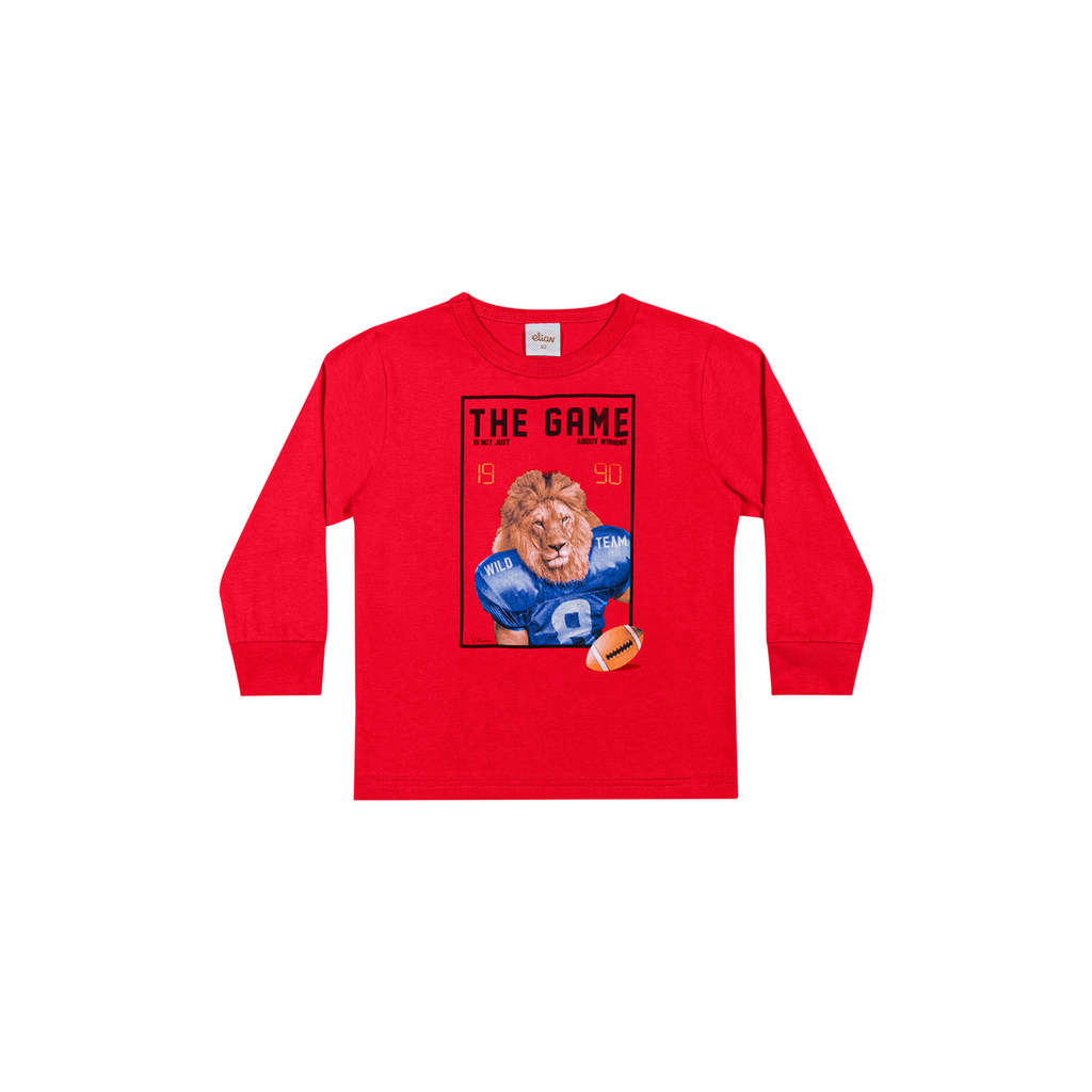 Camiseta Manga Longa Infantil Menino Sport Elian Vermelho