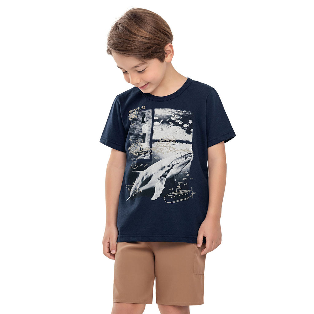 Conjunto Curto Infantil Menino Marítimo Elian Azul