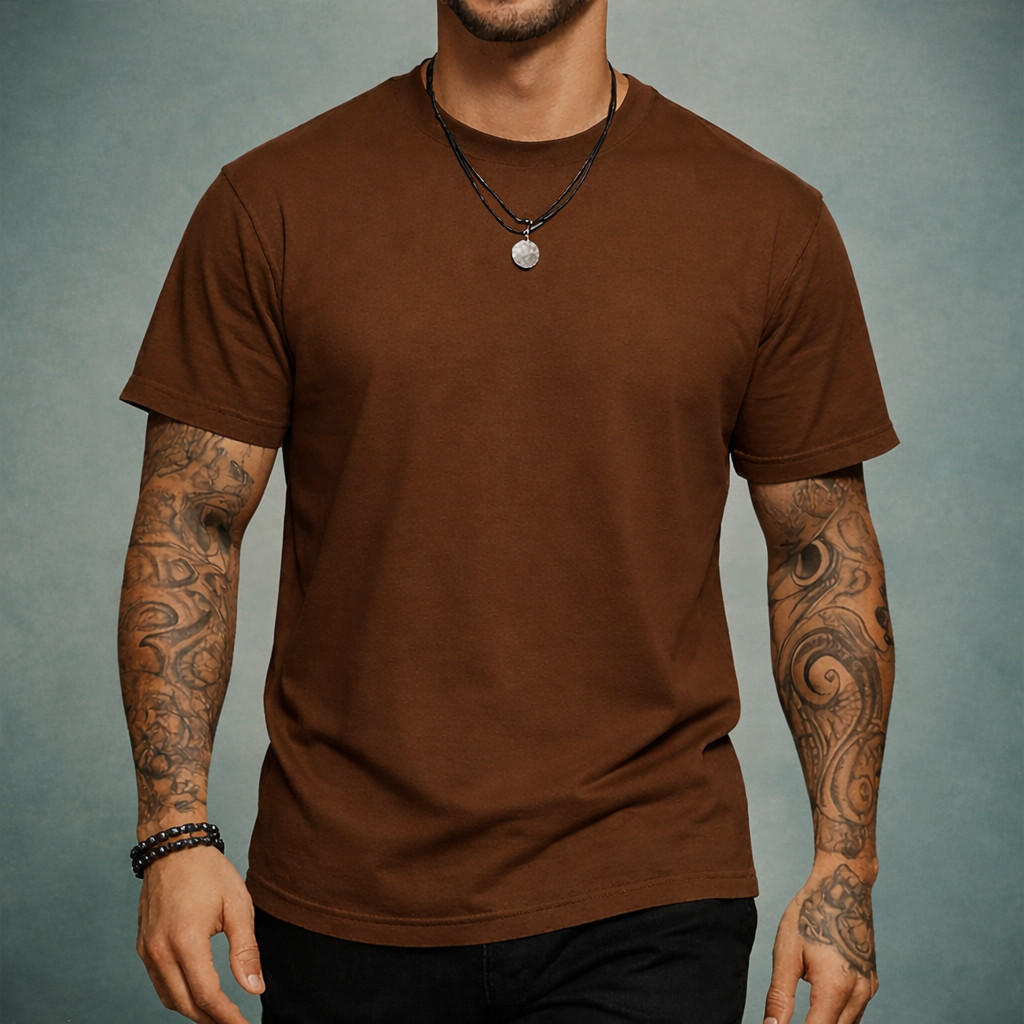 Camiseta Blusa Básica Masculina Camisa Lisa Algodão Penteado Camiseta Casual Camisa para Trabalho e Lazer