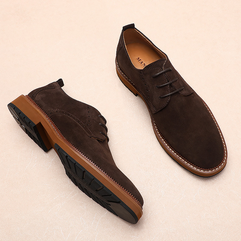 Sapatos de couro feitos à mão camurça estilo britânico negócios Casual fosco sapatos masculinos Retro camurça macacão ma