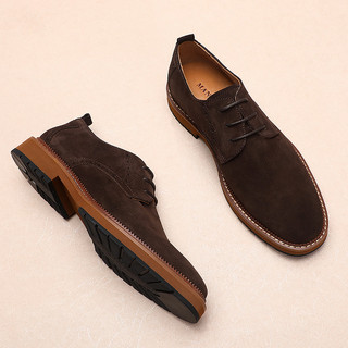 Sapatos de couro feitos à mão camurça estilo britânico negócios Casual fosco sapatos masculinos Retro camurça macacão ma