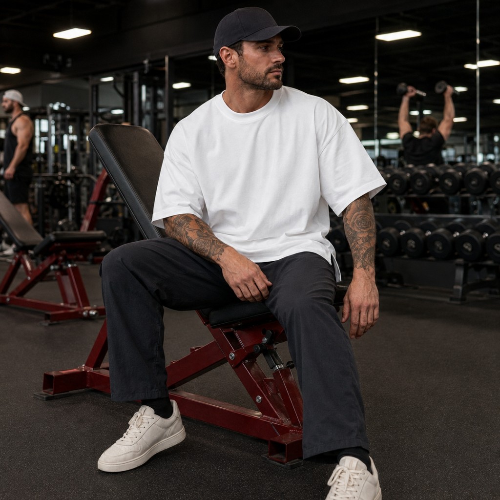 Camiseta Oversized Masculina Academia Lisa Treino Atacado Streetwear Lisa Fenda Lateral