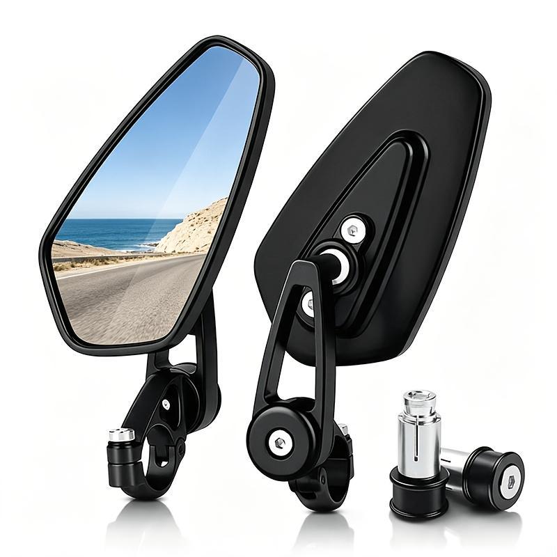 Motocicleta 22mm Guiador Final Espelho Retrovisor Alumínio Preto Personalizado Estilo Bobber Lateral