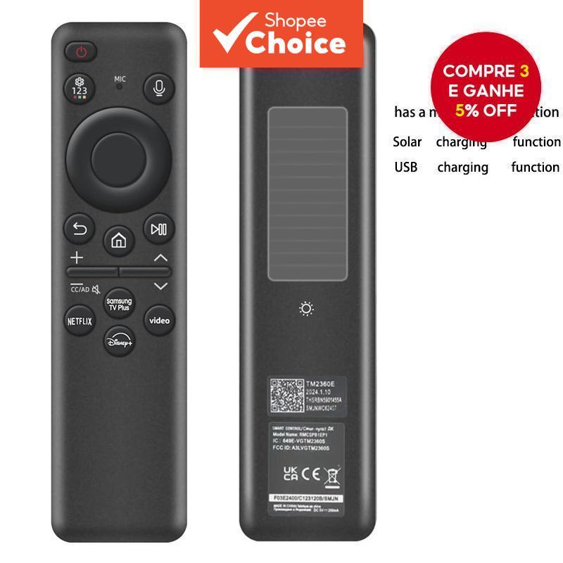 Para Controle Remoto de TV Solar Inteligente com Voz Ultra Fino da SAMSUNG BN59-