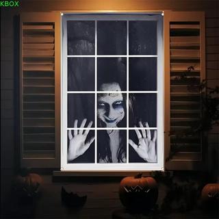 Silhuetas De Cortina De Halloween KBOX , Faixa De Cobertura De Janela Com Design Assustador De Fibra De Poliéster