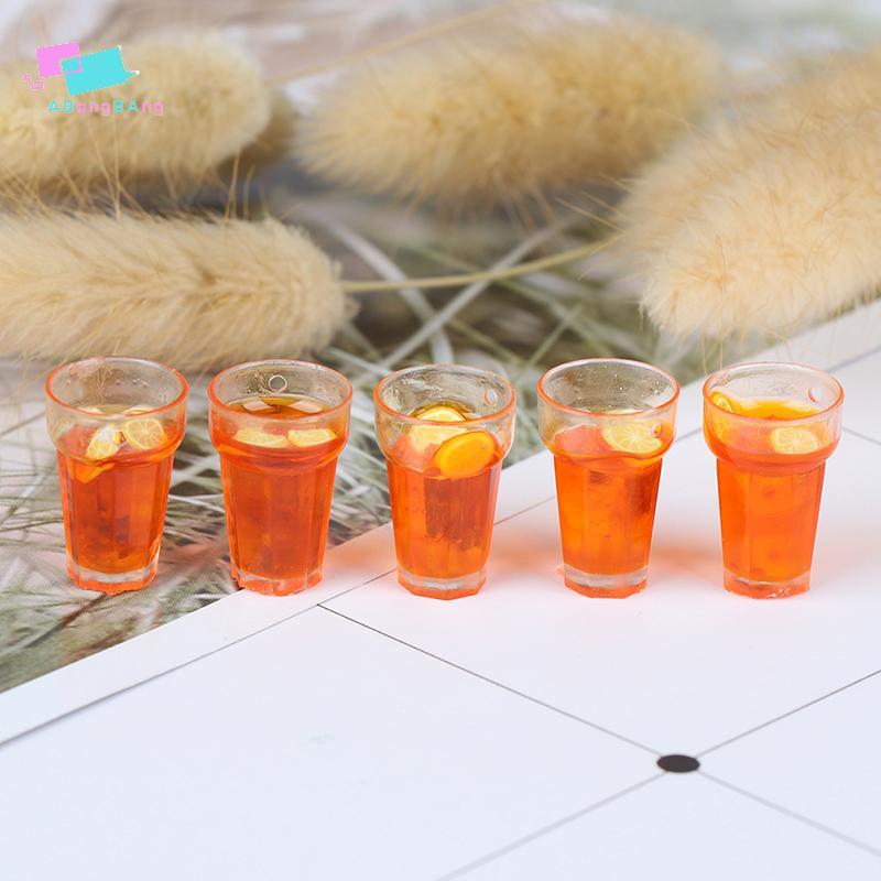 Abongbanghn 5 Peças 1 : 12 Casa De Bonecas Em Miniatura Comida Limão Xícaras De Chá Boneca Bebidas Modelo Brinquedo Agra