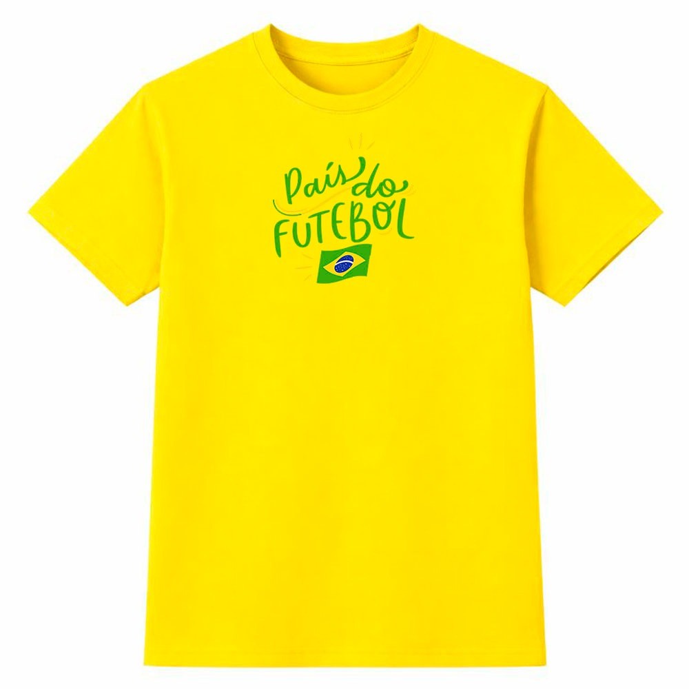 Camiseta Masculina 100% Algodão Camisa País do Futebol Brasil Copa do Mundo Moda Casual Torcida