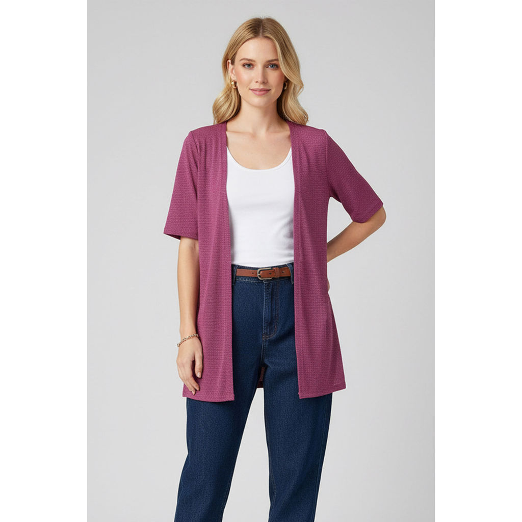 Kimono Feminino Alongado Lurex Marialícia Rosa