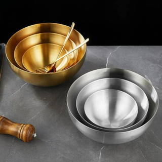 Tigela Bowl Aço Inox Dourado 15/20/24/28cm Multiuso - Cozinha Restaurante