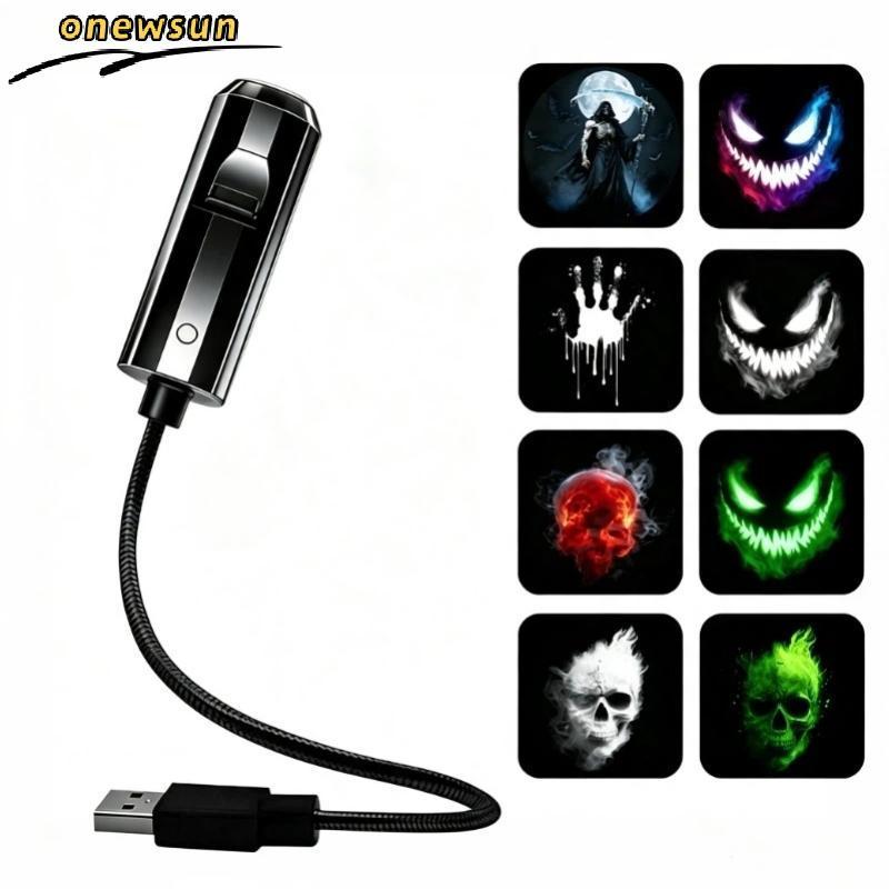 Luz Do Projetor USB De Halloween 360 ° Lâmpada Noturna LED Fantasma De Caveira Giratória Para Decoração De Festas Em Cas