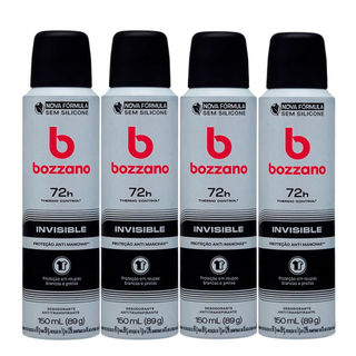 Kit Desodorante Aerossol Masculino Bozzano Invisible 150ml - 4 Unidades