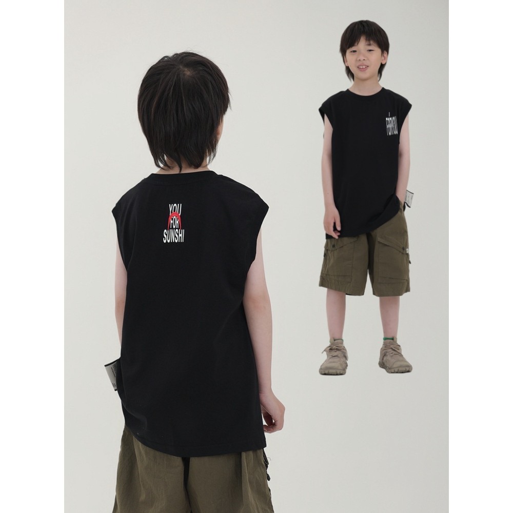 Meninos sem mangas colete camiseta verão novo estilo de fundo meninos moda crianças Casual impresso estilo fino na moda