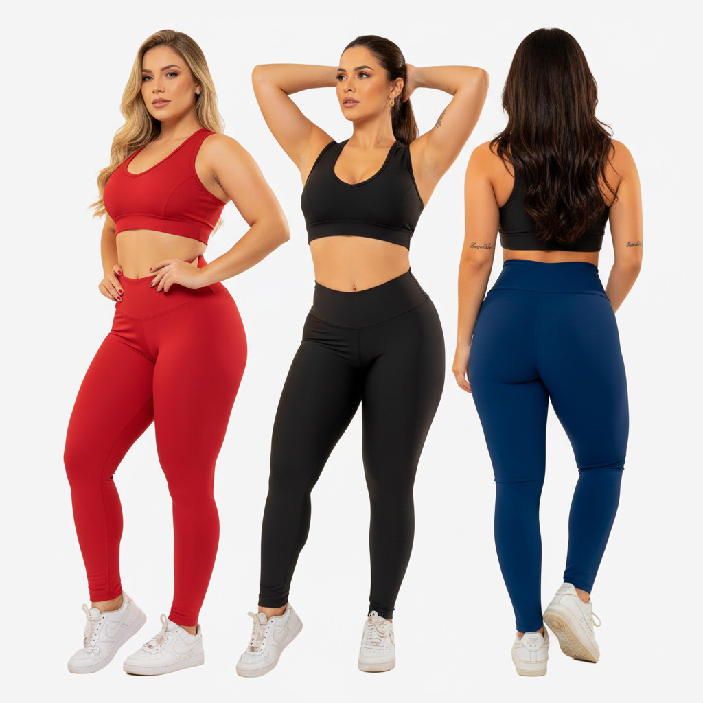 Calça Legging Fitness Cós Alto Modeladora Feminina Suplex Levanta Bumbum Academia Zero Transparência Treino Confortável