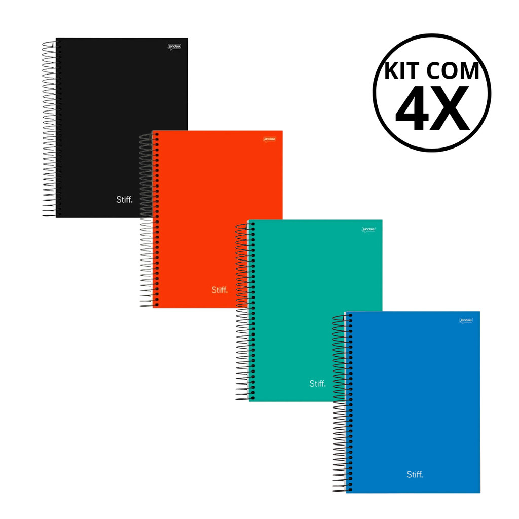 Kit Com 04 Cadernos Universitario 20 Matérias Stiff - Jandaia