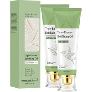 Gel Esfoliante de Chá Verde com Tripla Enzima, Esfoliante Profundo para Rosto e Corpo, Cuidado dos Poros, Esfoliante Fac