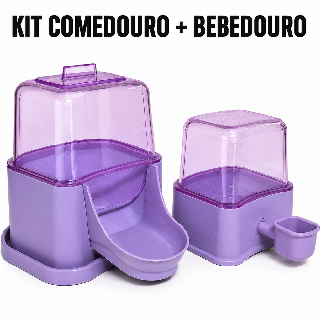 Kit Comedouro Automático e Bebedouro Pet Cães Gatos Cachorro Gato Antiderrapante Anti Formiga Água Ração Pelo Longo