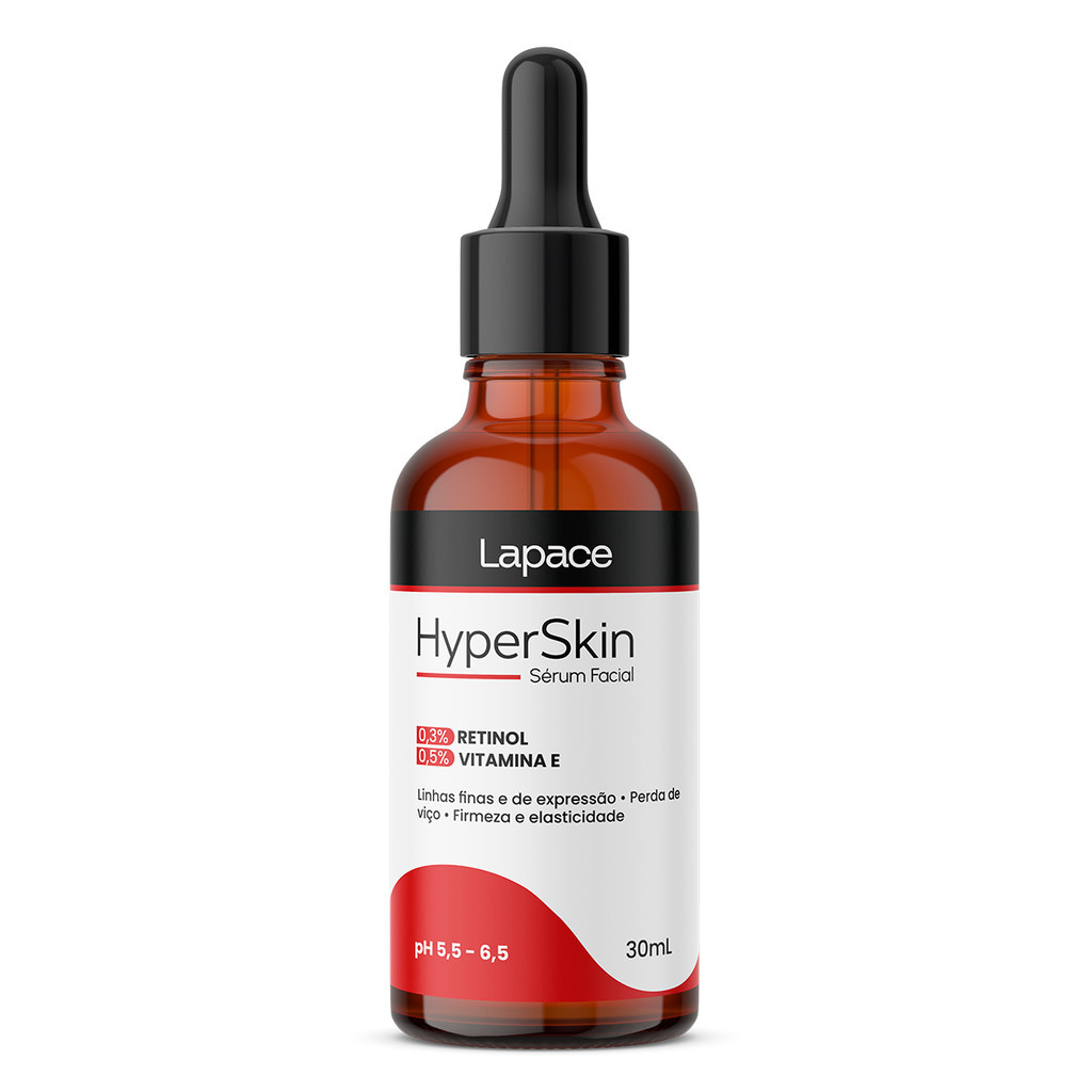 Sérum HyperSkin Retinol 0,3% + Vitamina E - Anti-idade para Rosto SkinCare Firmeza Lapace 30ml