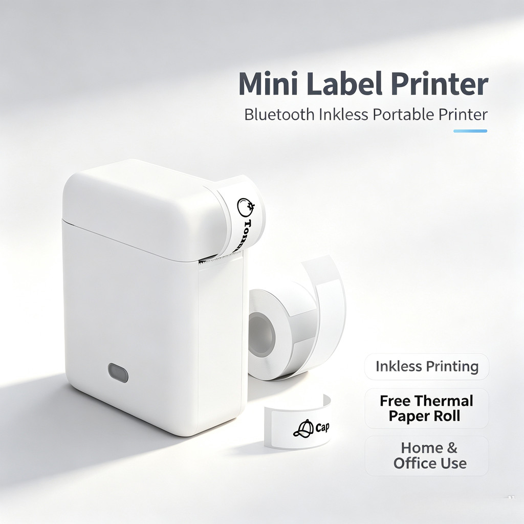 Mini Impressora De Etiquetas Portátil Sem Tinta Bluetooth , Escritório Doméstico , Pequena Loja Com Rolo De Papel Térmic