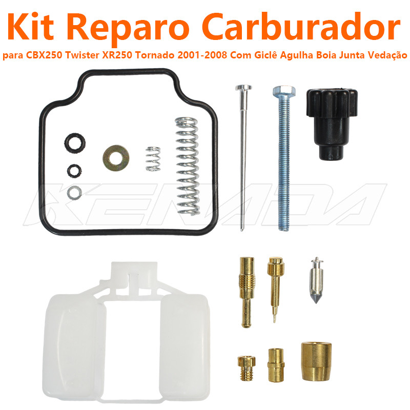 Kit Reparo Carburador CBX250 Twister XR250 Tornado 2001-2008 Com Giclê Agulha Boia Junta Vedação