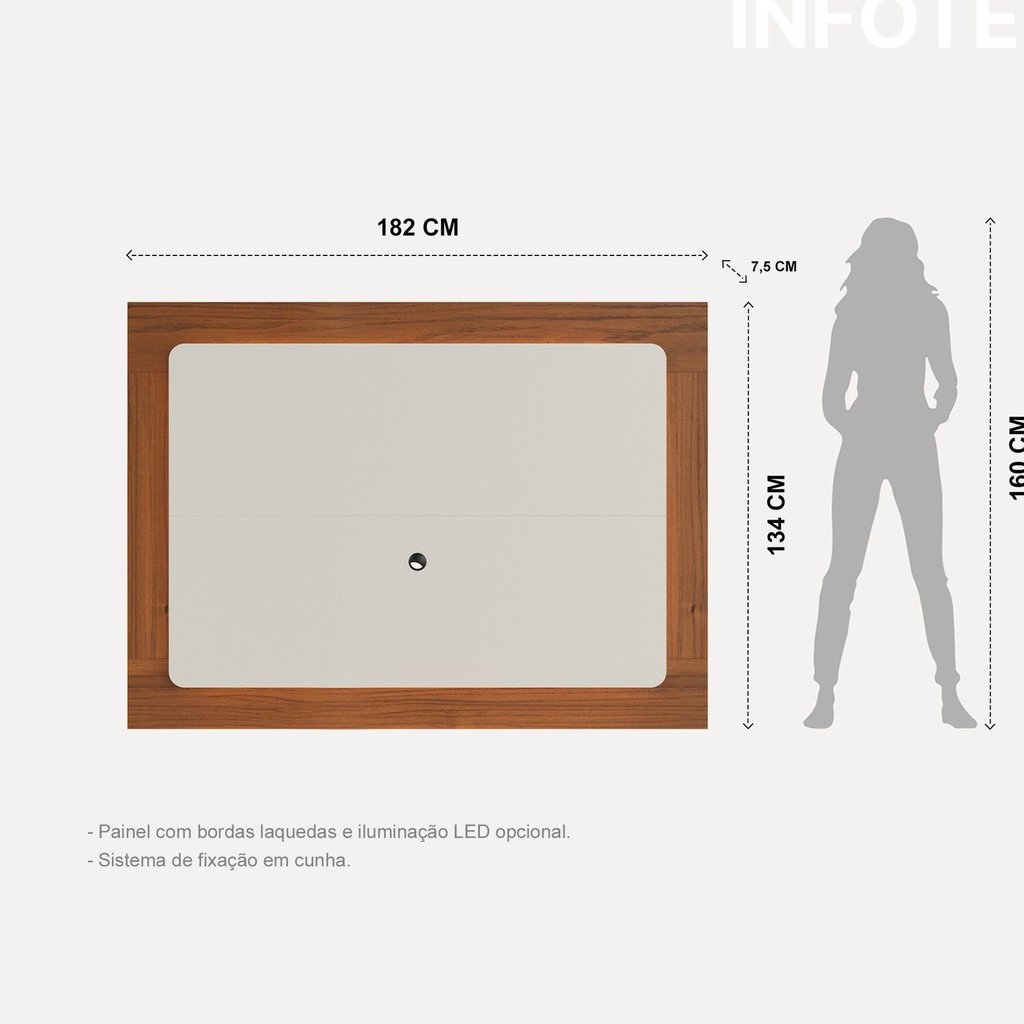 Painel para TV até 75 Polegadas 100% MDF 182CMX134CM Oslo Bege Off White/Canela · foto 2