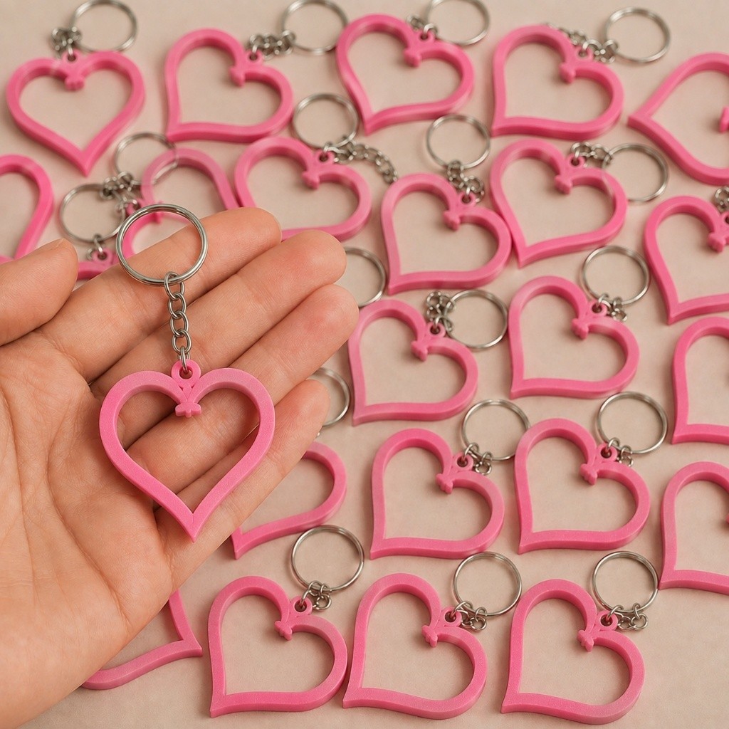 KIT Chaveiro Coração Vazado Lembrancinha Amor Vermelho Casamento Aniversário Namorado Brindes Mimos Rosa