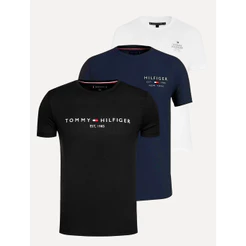 Kit Camisetas Tommy Hilfiger | Masculina Core/Stack/Small Logo Preta/Branca/Azul Marinho