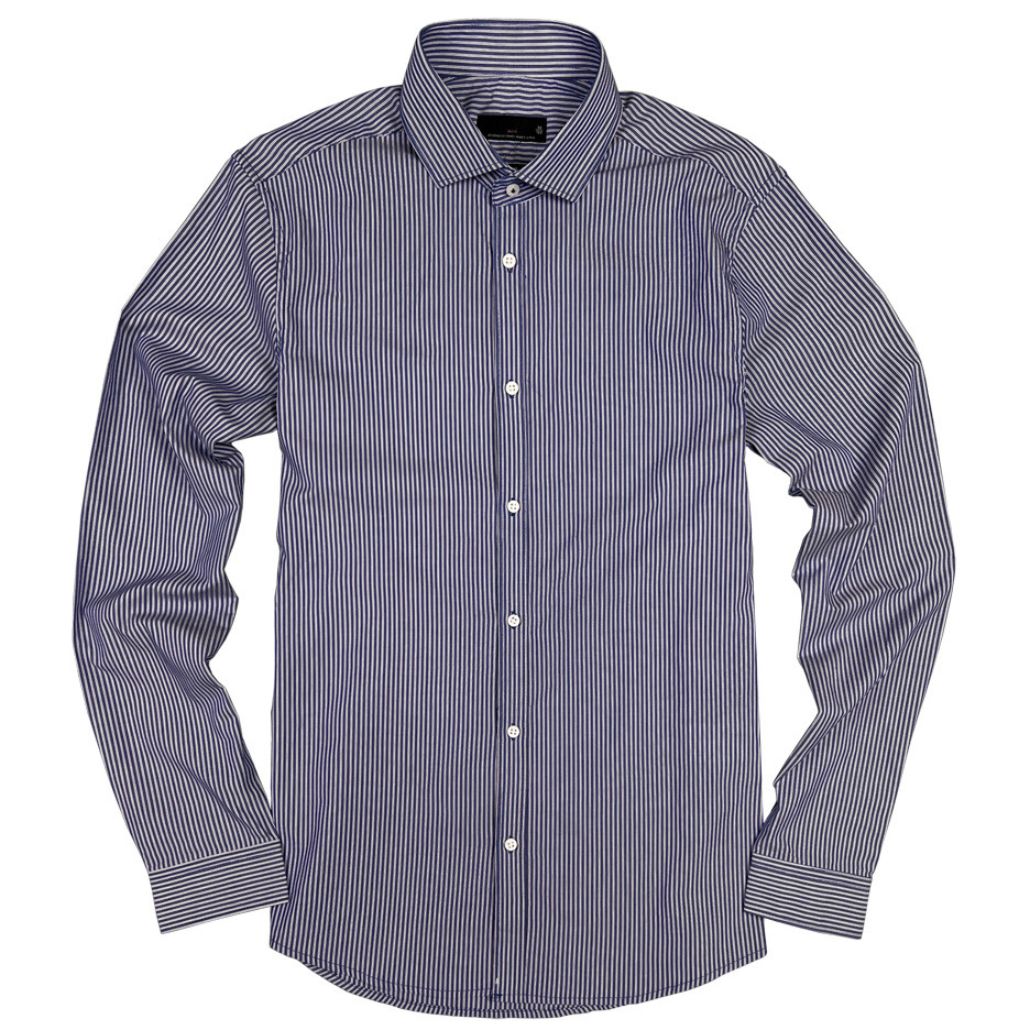 Camisa masculina europeia slim-fit de algodão puro primavera verão camisa de manga comprida slim fit Casual leve camisa 