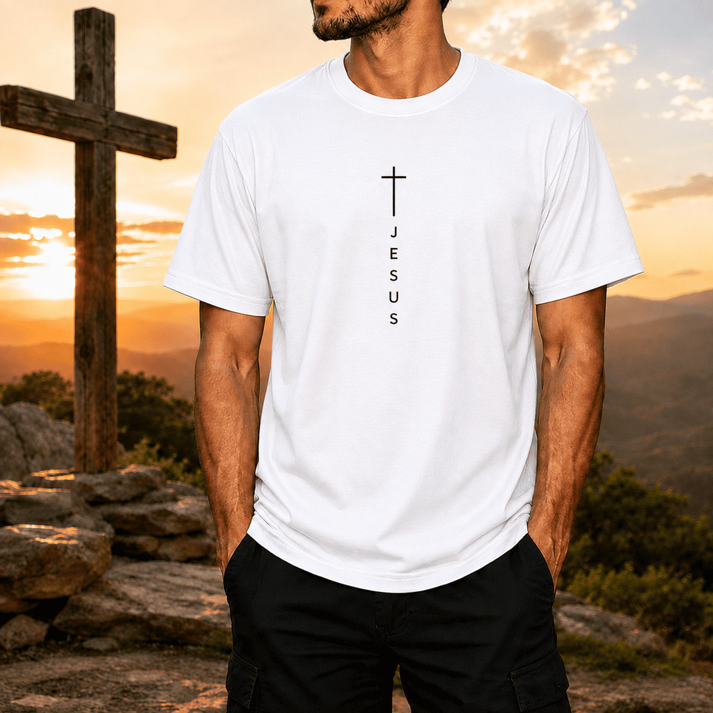 Camiseta Estampada " CRUZ, JESUS " Estampa em DTF, Malha 100% Algodão, Camisa Cristã, Religiosa,