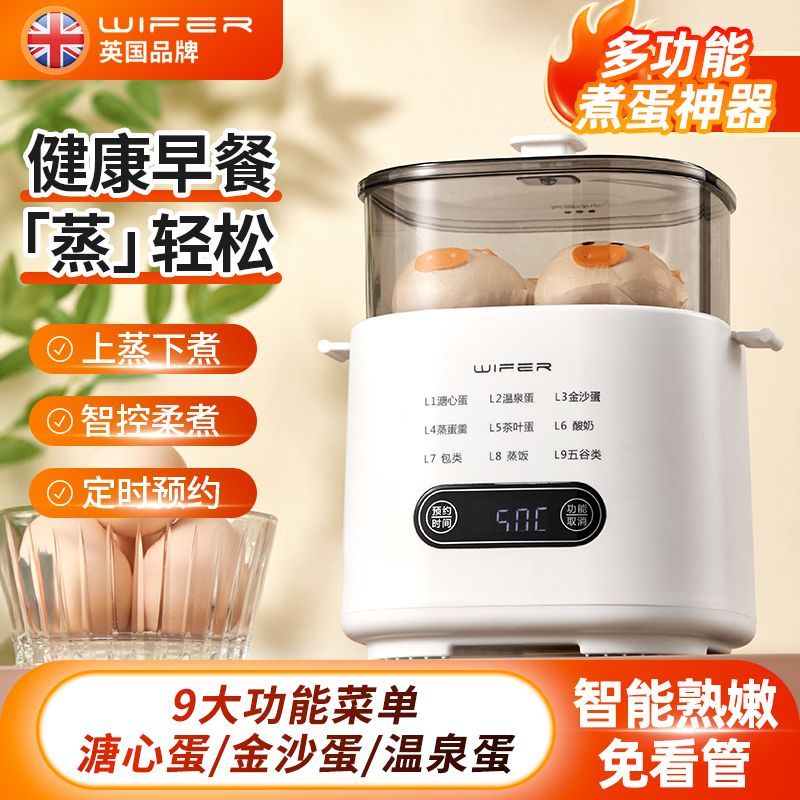 Panela elétrica inteligente para ovos, máquina de café da manhã, camada dupla, multifuncional, doméstica, Mini fogão de 