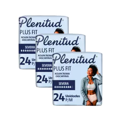 Kit 3 Roupa Íntima Plenitud Plus Unissex Tamanho P/M 24 Unidades Leve Mais Por Menos