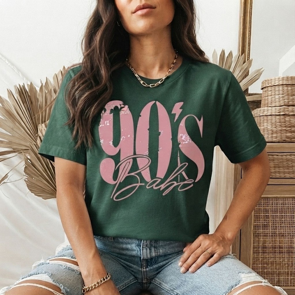 Camiseta Básica Casual Feminina, Estampa "Vibes Anos 90", Moderna e Estilosa Confortável, Versátil
