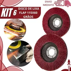 Kit 6/3/2 Disco Flaps 115x60 Grão 60 Disco de Lixa Abrasivo Profissional para Ferro, Aço e Madeira