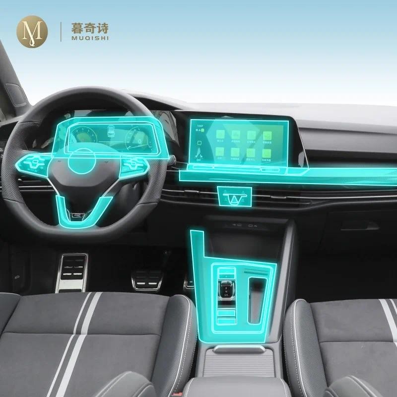 Para Volkswagen Golf/GTI 2021-2023 Interior Do Carro console Central Transparente Terno De PPF-TPU Película Protetora An
