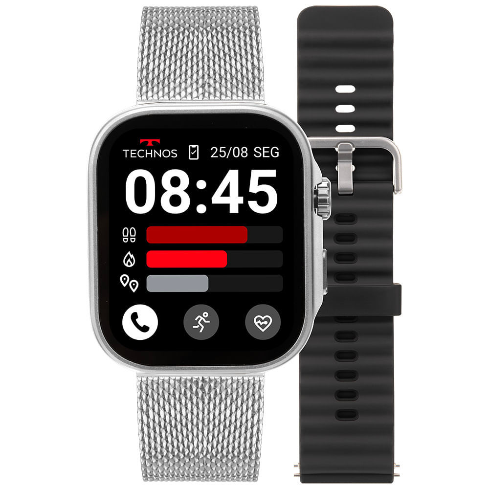 Smartwatch Technos Connect Max Call Prata - TMAXCAB/9K