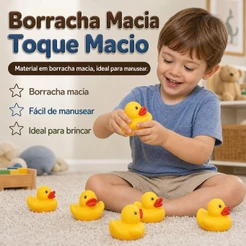Kit 3 Patinhos Para Banho Mordedor De Borracha Para Bebê