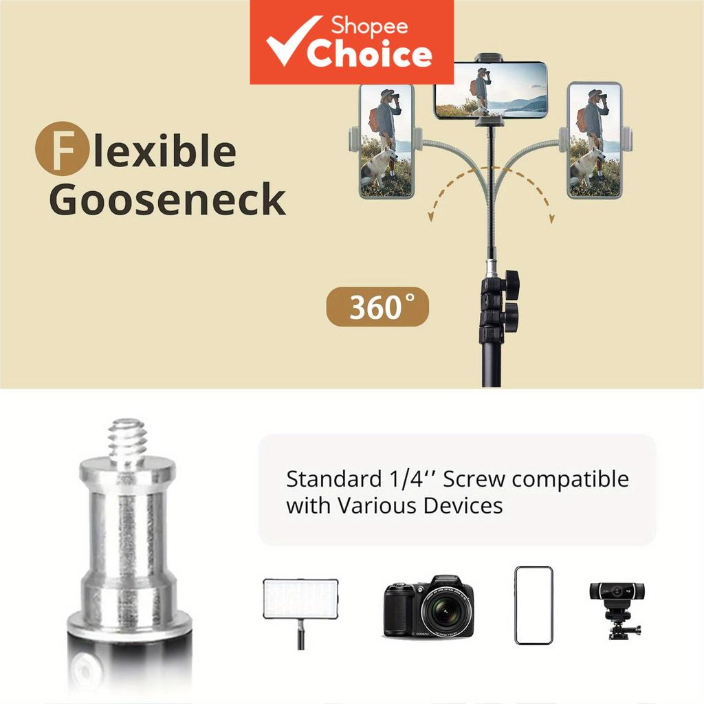 Suporte de tripé para celular com pescoço de ganso ajustável, tripé portátil com clipe para celular para fotografia e