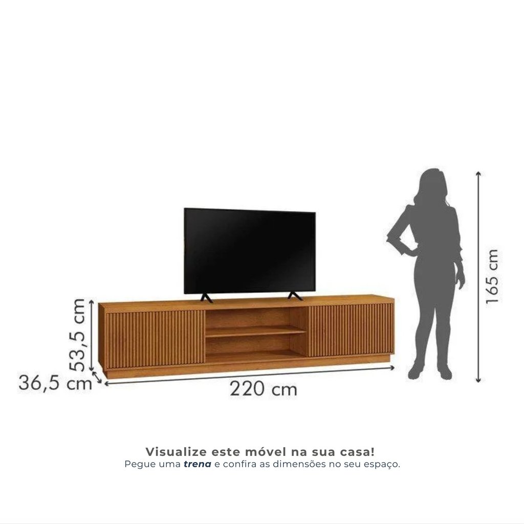 Rack Ripado para TV até 85 Polegadas 100% MDF 220cm 2 Portas Valência Marrom 220 · foto 2