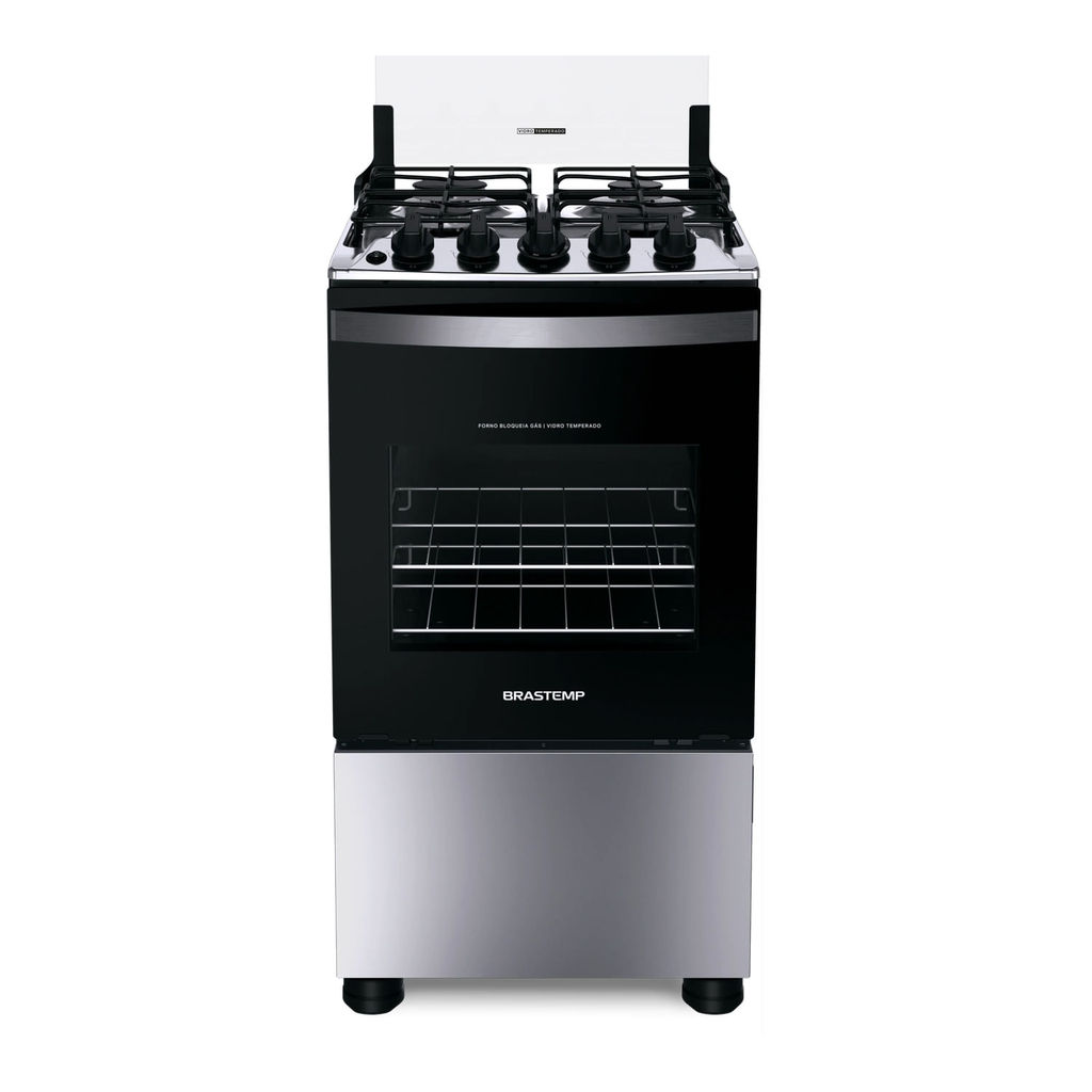 fogão Brastemp 4 bocas inox com 2 prateleiras