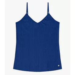 Blusa De Alça Feminina Ribana Canelada Rovitex Azul