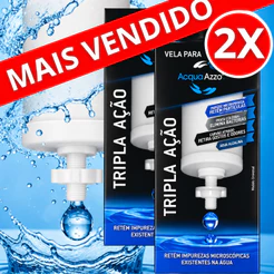 02 Velas Filtro Barro Prata Coloidal Carvão Ativado Tripla Ação SERVE PARA TODOS FILTRO BARRO