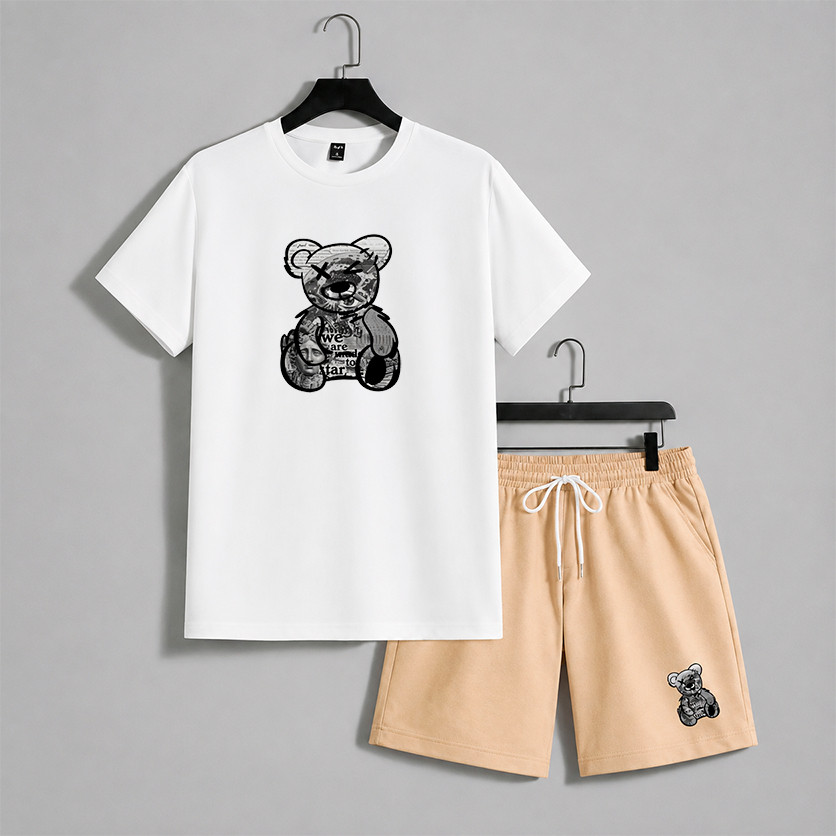 Kit Camiseta 30.1 e Short Tectel Conjunto Masculino Urso New Jornal Urbans Life