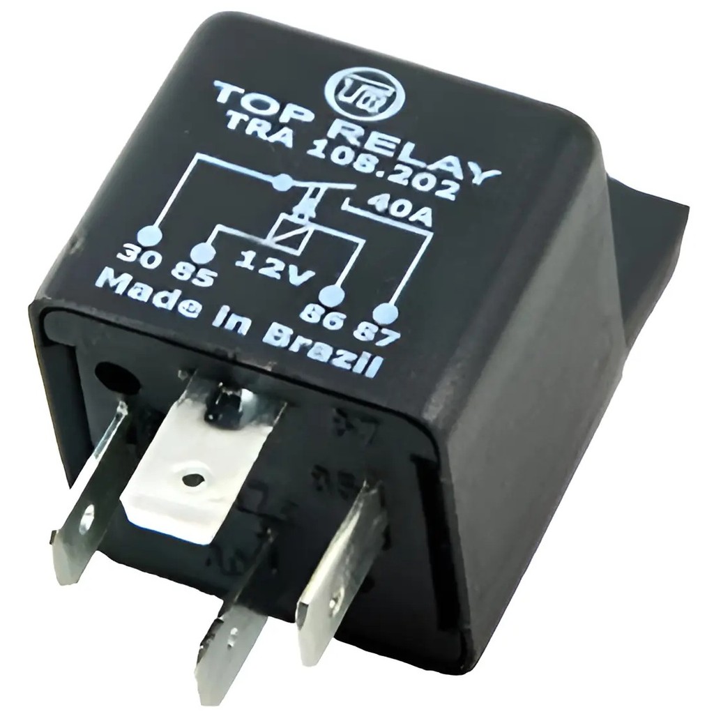 Rele Auxiliar Universal 40a 12v 4 Pinos Com Suporte