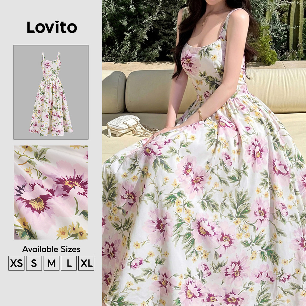 Lovito Vestido Boho para Mulheres Vestido de Primavera/Verão DRK8P1D733