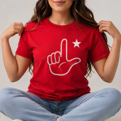 Camiseta T-Shirt Feminina Masculina Camisa Estampada Faz o L Com Estrela Política Esquerda