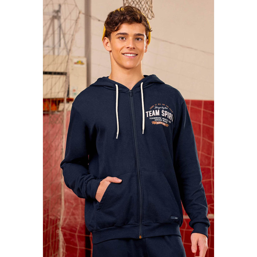 Jaqueta Juvenil Menino Moletom Capuz Beats Azul