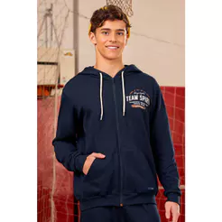 Jaqueta Juvenil Menino Moletom Capuz Beats Azul