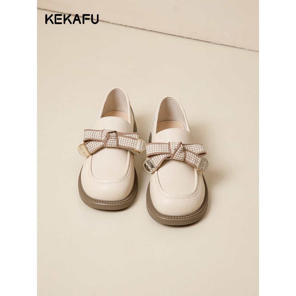 Kekafu mocassins planos femininos 2026 novo estilo quatro estações sapatos femininos Bowknot britânico pequenos sapatos 