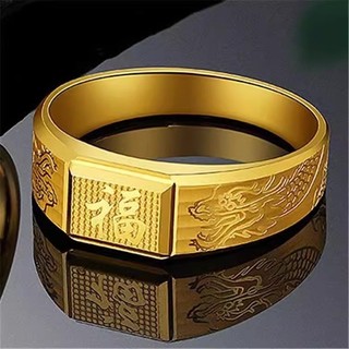 Bangladesh ouro vermelho fortuna personagem dinheiro aberto anel masculino clássico latão banhado a ouro fortuna persona