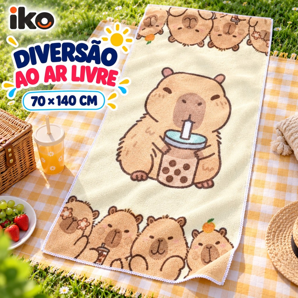 Toalha Infantil 70x140cm para Praia e Piscina Estampada Menino e Menina 100% Poliéster — imagem 2 de 2